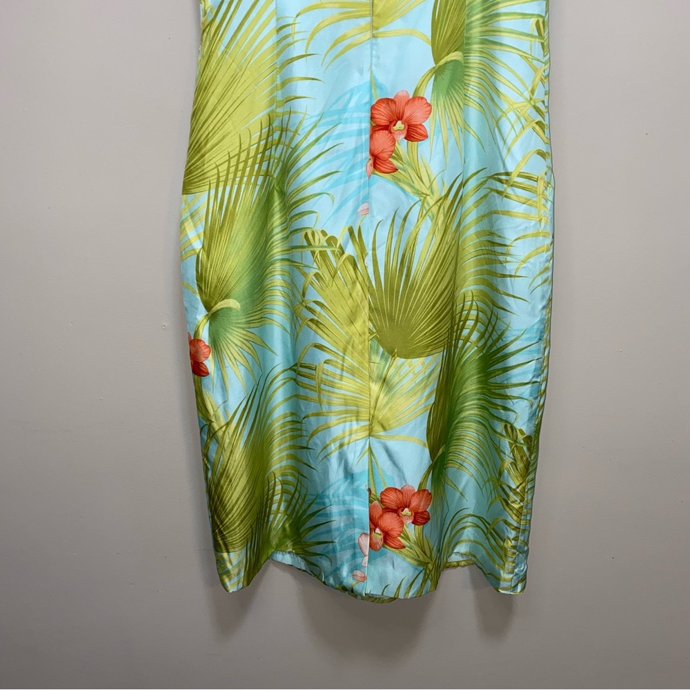 Tommy Bahama Dress Womens 12 Silk Plus Sundress Spaghetti Straps Tropical Blue - Picture 10 of 11